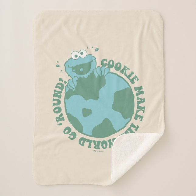Couverture Sherpa Cookie Monster | Les cookies font tourner le monde (Devant)