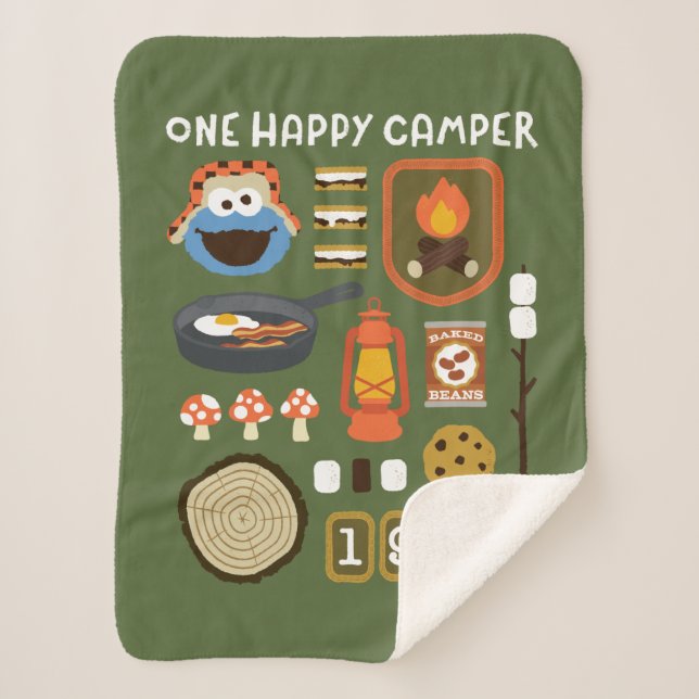 Couverture Sherpa Cookie Monster | Un Camper Heureux (Devant)