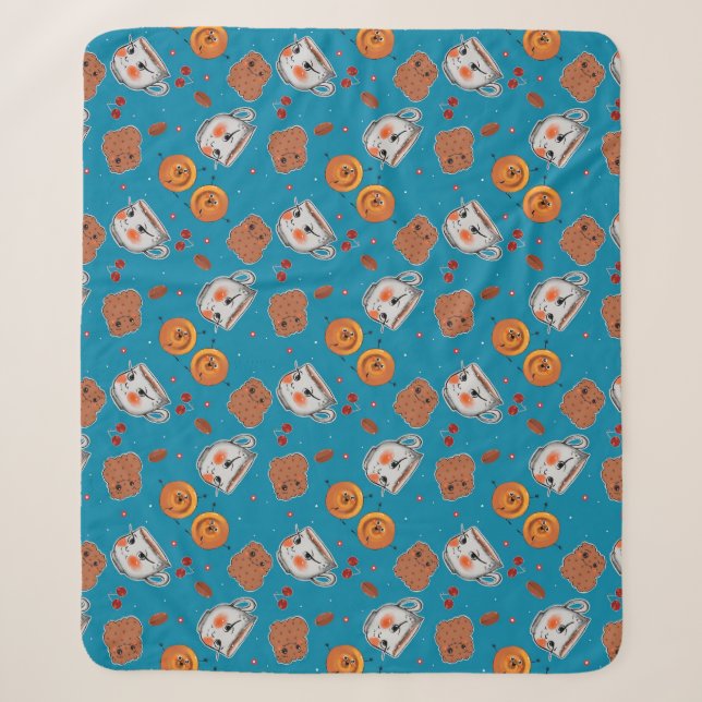 Couverture Sherpa Cookies, petits pains : motif arrière - plan bleu (Devant)