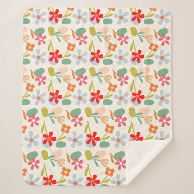 Couverture Sherpa Cool D'Apparence Florale Abstraite (Devant)