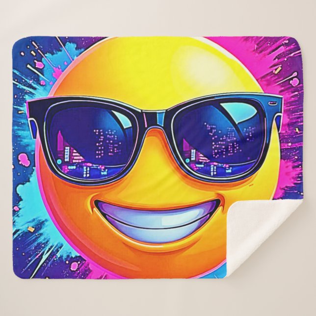 Couverture Sherpa Cool 😎 Emoji Fun (Devant (Horizontal))
