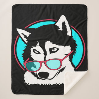 Couverture Sherpa Cool Husky Alaskan portant des lunettes Amateurs