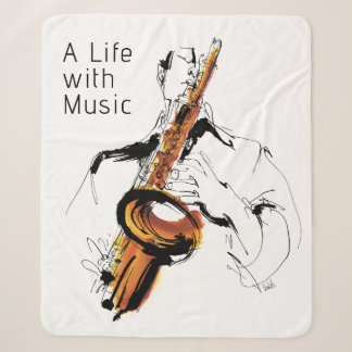 Couverture Sherpa Cool Retro Man Playing Alto Saxophone - Jazz