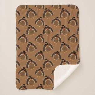 Couverture Sherpa Cool Turquie Thanksgiving fun brown motif