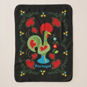 Couverture Sherpa Coq de chance portugais de couleur verte