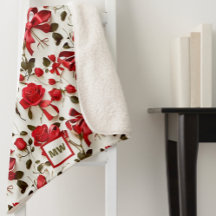 Coquette chic roses rouges et arcs monogramme