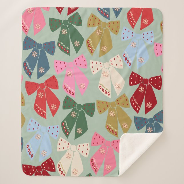 Couverture Sherpa Coquette des vaches de Noël rétro (Devant)