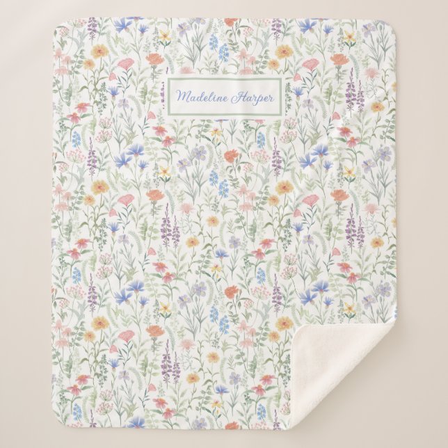Couverture Sherpa Coquette Wildflower Meadow Personalised  (Devant)