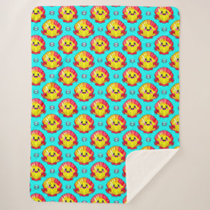 Couverture Sherpa Coquilles et crabes souriants colorés