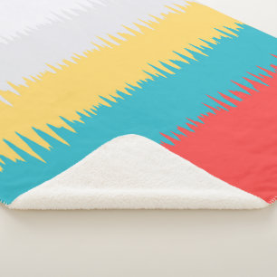 Couverture Sherpa Corail mou Turquoise Jaune Blanc Zigzag Stripes