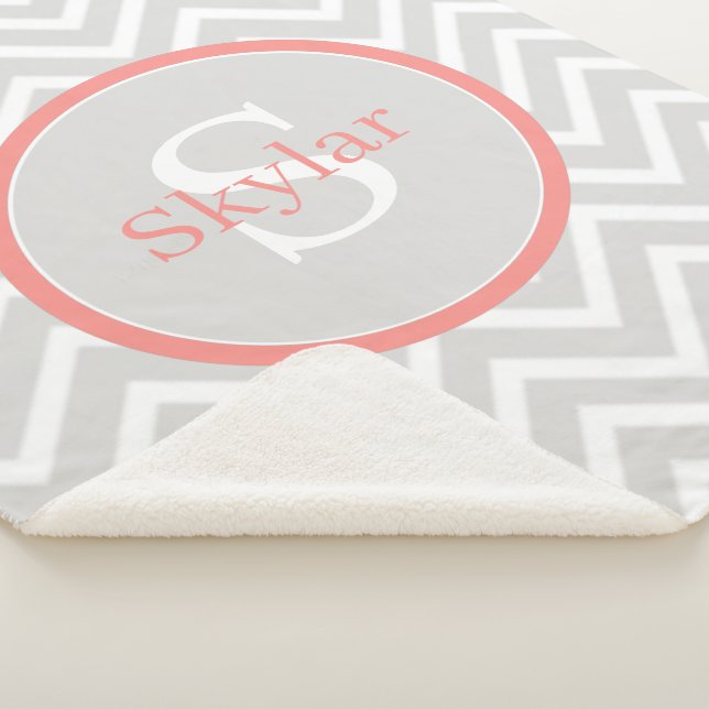 Couverture Sherpa Coral Chevron Monogramme (3/4)