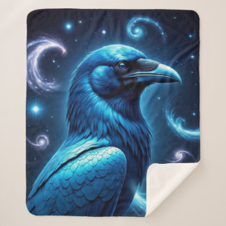Couverture Sherpa Corbeau bleu cosmique