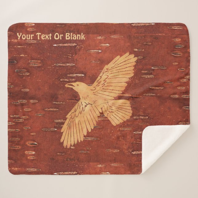 Couverture Sherpa Corbeau rustique sur écorce de Birch Intérieur (Devant (Horizontal))