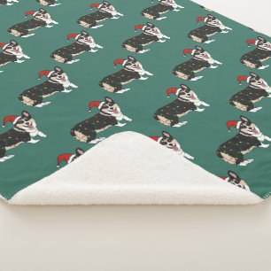 Couverture Sherpa Corgi de Noël