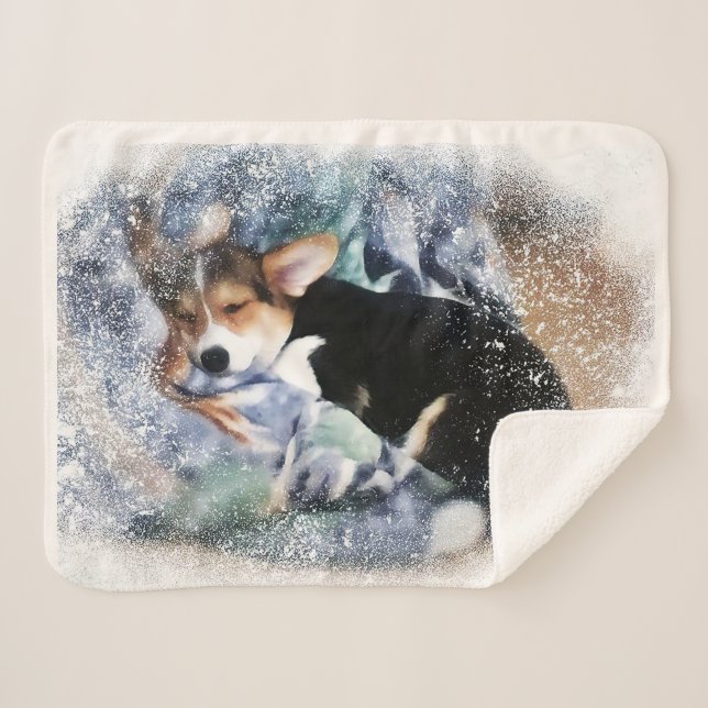 Couverture Sherpa Corgi gallois dormant (Devant (Horizontal))