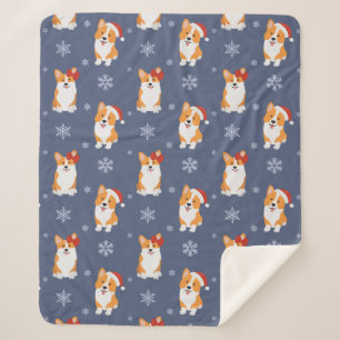 Couverture Sherpa Corgis à Santa Hats et Snowflakes Motif