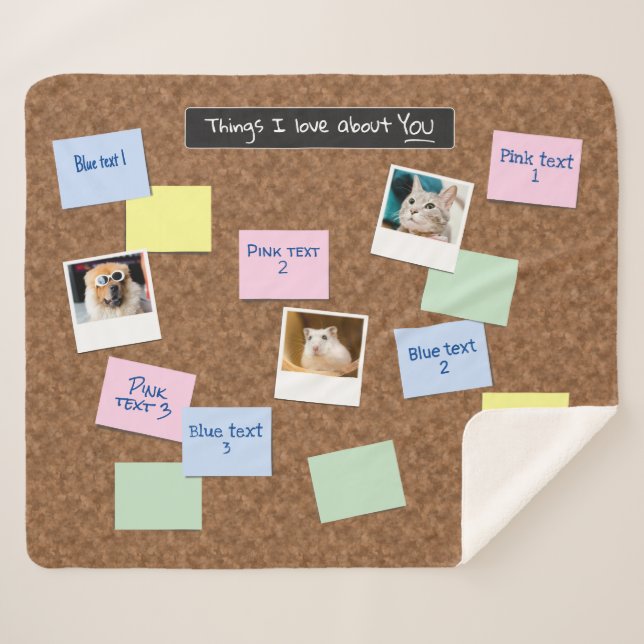 Couverture Sherpa Cork Pinboard Look 6 Message & 3 Photo Collage (Devant (Horizontal))