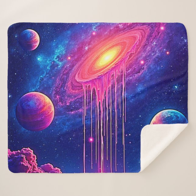 Couverture Sherpa Cosmic Drip: Galaxy's Sweet Essence (Devant (Horizontal))