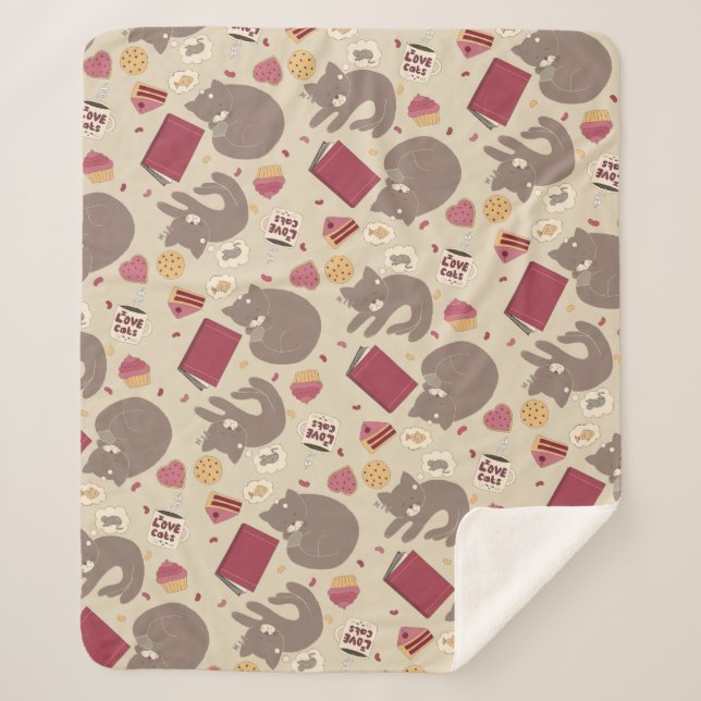 Couverture Sherpa Cosy Cute Amoureux de les chats Collage Motif (Devant)