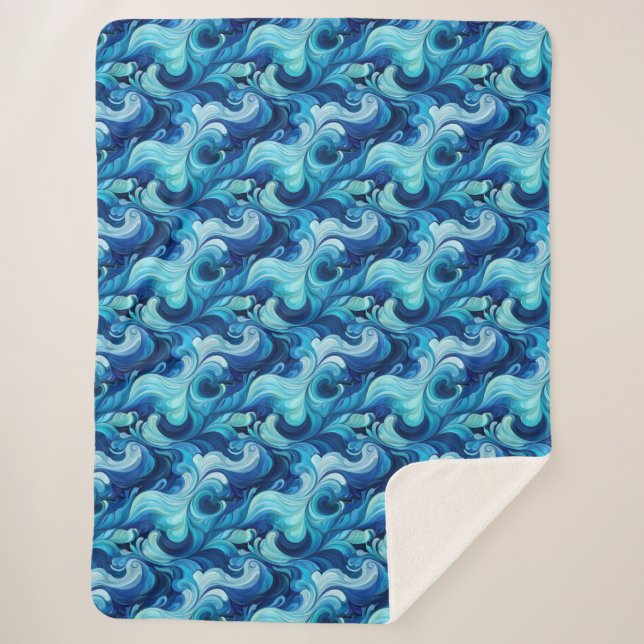 Couverture Sherpa Cosy Dans Un Bleu Asiatique Élégant (Devant)