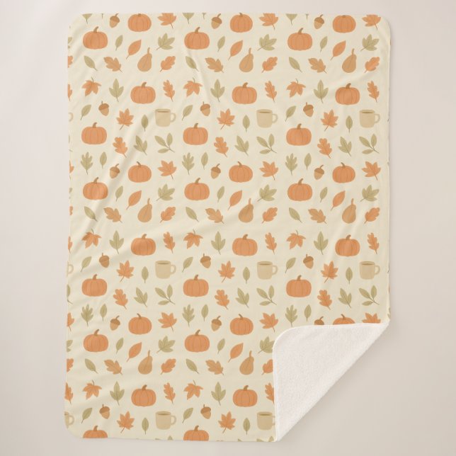 Couverture Sherpa Cosy épice Citrouille Automne Motif sans couture (Devant)