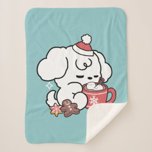 Couverture Sherpa Cosy Puppy Dreams - Chocolat chaud et Noël
