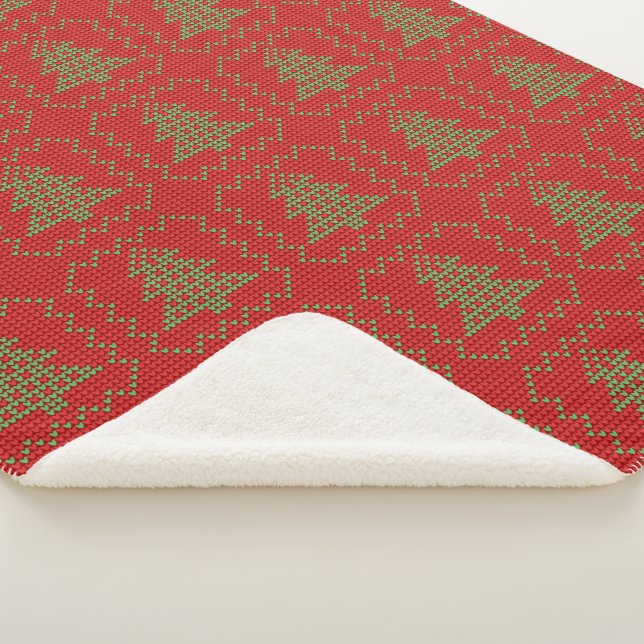 Couverture Sherpa Cosy sapin de Noël affreux pull à damiers motif (3/4)