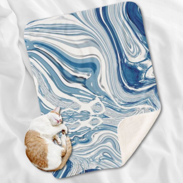 Couverture Sherpa côte plage nautique vagues aquarelle bleu tourbill (coast beach nautical waves watercolor blue swirls sherpa blanket)