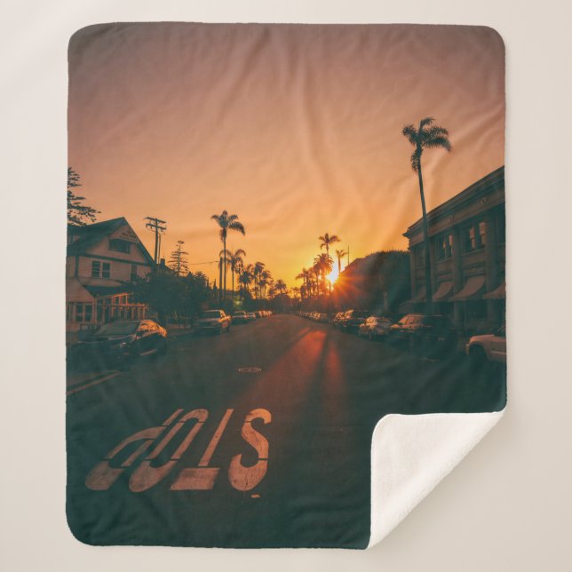 Couverture Sherpa Coucher de soleil à l'horizon (Devant)