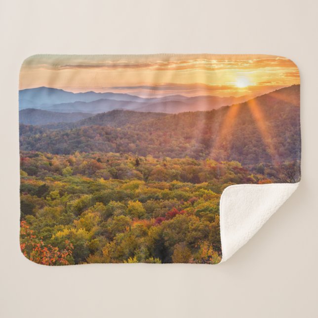 Couverture Sherpa Coucher de soleil automnal depuis Beacon Heights (Devant (Horizontal))