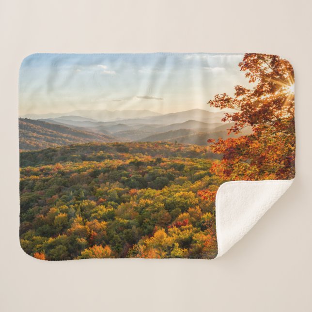 Couverture Sherpa Coucher de soleil d'automne | Caroline du Nord (Devant (Horizontal))