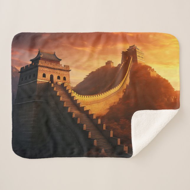 Couverture Sherpa Coucher de soleil sur la Grande Muraille de Chine  (Devant (Horizontal))