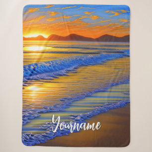 Couverture Sherpa Coucher de soleil sur la plage de sable