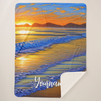 Couverture Sherpa Coucher de soleil sur la plage de sable