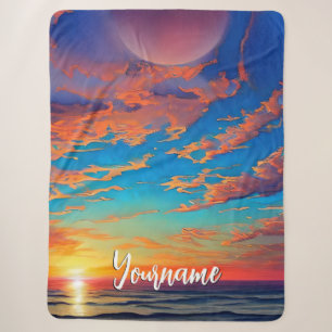 Couverture Sherpa Coucher de soleil sur une belle eau bleue claire