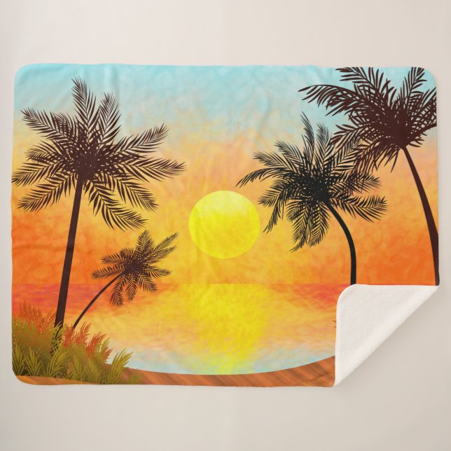 Couverture Sherpa Coucher de soleil tropical (Devant (Horizontal))