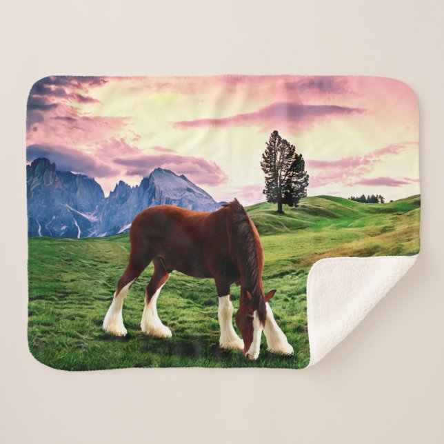 Couverture Sherpa Coucher du soleil de Clydesdale (Devant (Horizontal))