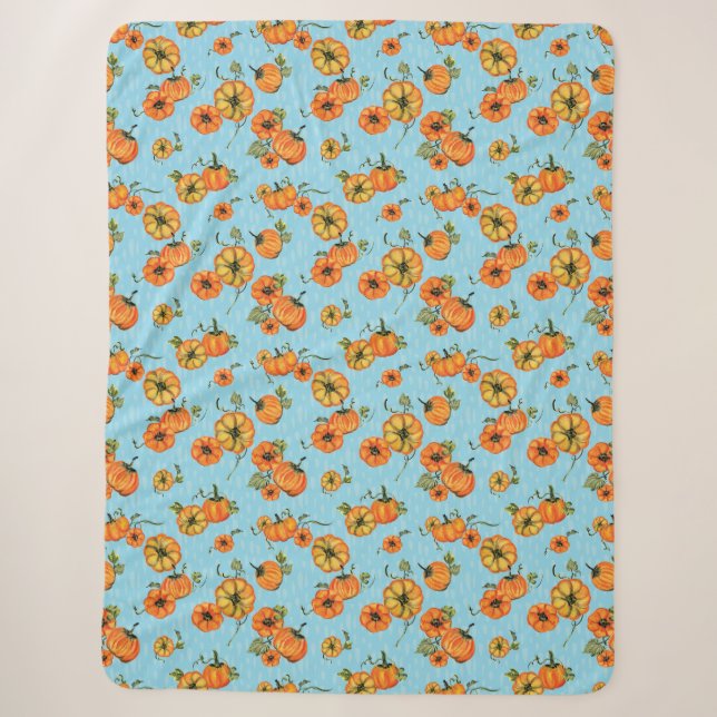 Couverture Sherpa Couleur d'eau peinte Citrouille d'automne orange/b (Devant)