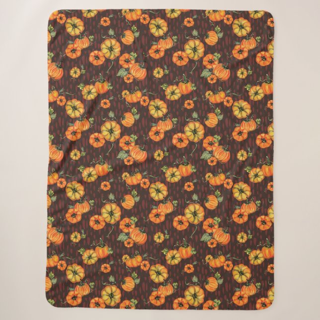 Couverture Sherpa Couleur d'eau peinte Citrouille orange/noir (Devant)