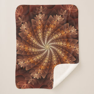 Couverture Sherpa Couleurs D'Automne Chaudes, Art Fractal Abstrait M