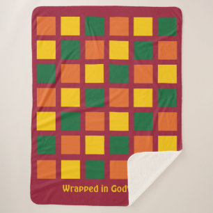 Couverture Sherpa Couleurs épicées modernes Carrés géométriques pers