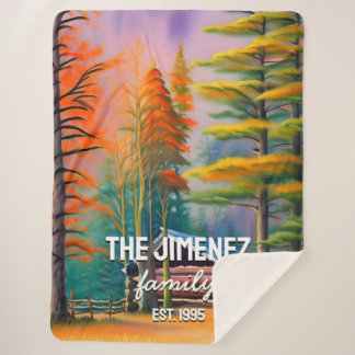 Couverture Sherpa Couleurs et saison automnales Paysage Aquarelle