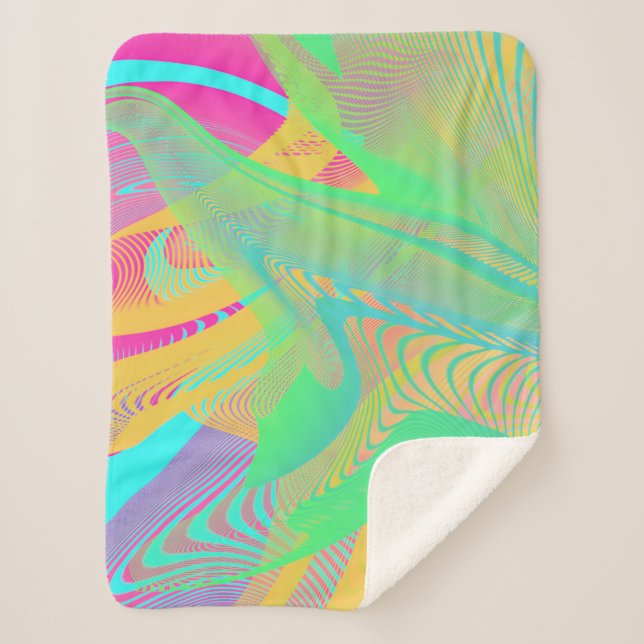 Couverture Sherpa COULEURS FLUO - Art Fractal - (Devant)
