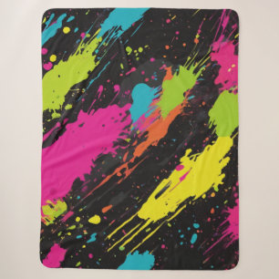 Couverture Sherpa Couleurs néon Retro Paint Splatter