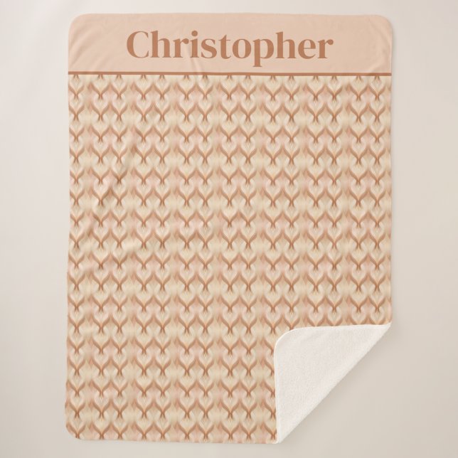 Couverture Sherpa Couleurs neutres marron beige crème Monogramme  (Devant)