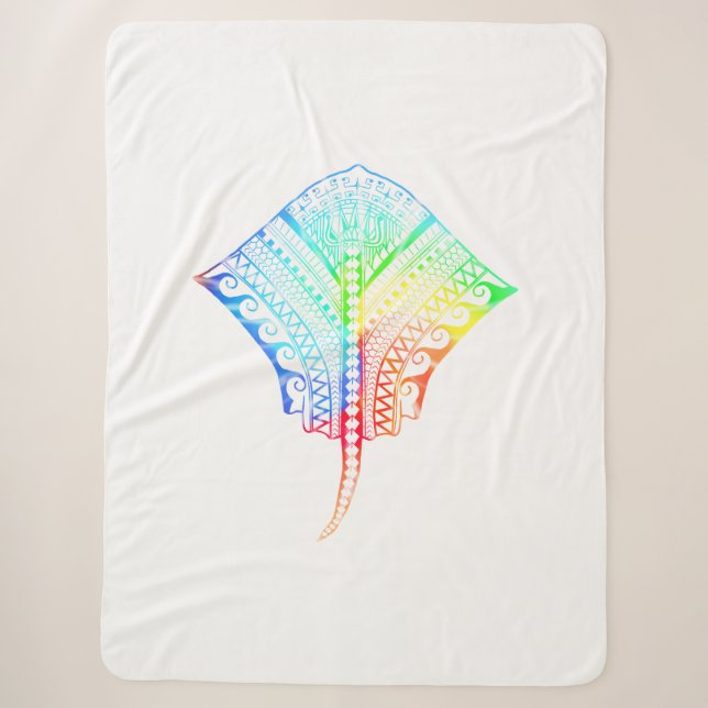 Couverture Sherpa Couleurs Tie Dyed Stingray Tribal (Devant)