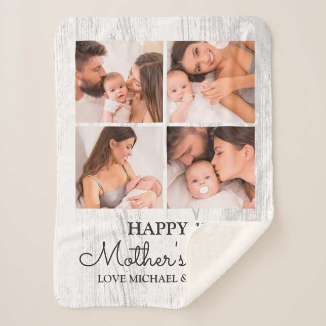 Couverture Sherpa Coupe photo moderne Happy First Mothers Day (Devant)