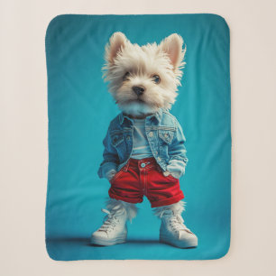Couverture Sherpa Coupe Westie stylish en Denim et Basket