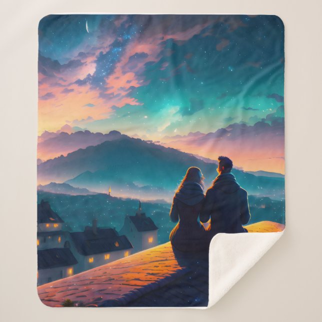 Couverture Sherpa Couple Assis Sur Le Toit (Devant)