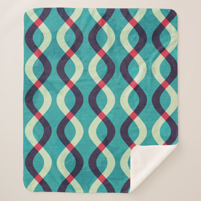 Couverture Sherpa Courbes rétro : Effet Motif Grunge. (Devant)